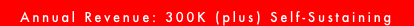 Annual Revenue: 300K (plus) Self-Sustaining